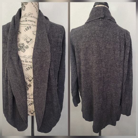 Barefoot dreams Cardigan Medium CozyChic Lite Circle Coastal Gray Pockets 452 - Picture 1 of 7
